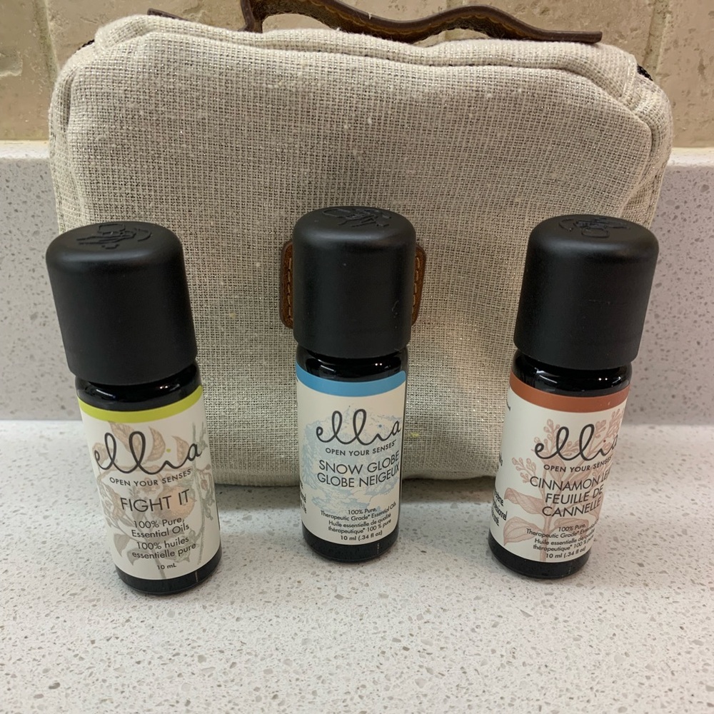 3 bottles of Ellia Essential Oils (Cinnamon, Fight It & Snow Globe)
